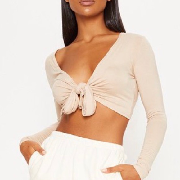 PLT Stone front tie crop top - Picture 2 of 2